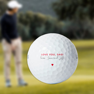 Balles De Golf Simple écriture rouge et signature de père golfeur