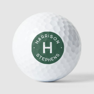 Balles De Golf Simple initiale et nom de fête de bachelor verte