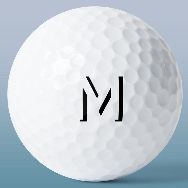 Balles De Golf Simple Monogramme initial ombre portée personnalis (Modern monogram initial drop shadow typography personalized golf ball)