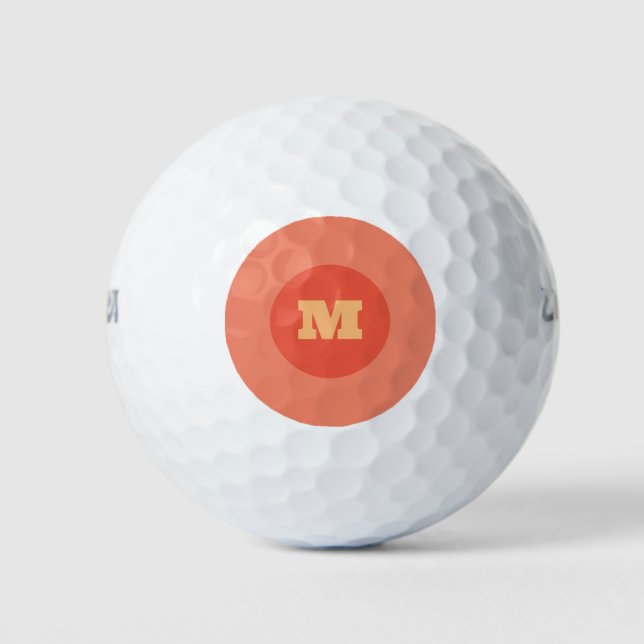 Balles De Golf Simple Orange Monogramme Moderne Style Bold (Devant)