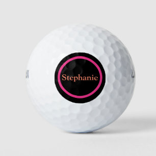 Balles De Golf Simple rose orange noir Monogramme moderne élégant