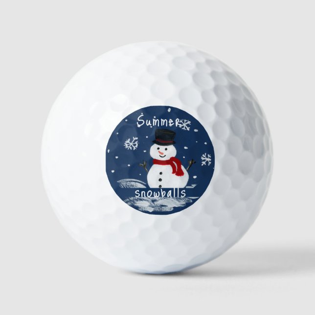 Balles De Golf SNOWBALLS Snowman peint à la main (Recto)