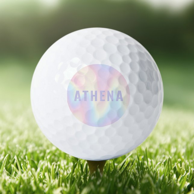 Balles De Golf Soft pastel nom arc-en-ciel tendance moderne minim (Soft pastel rainbow name trendy modern minimal golf balls)
