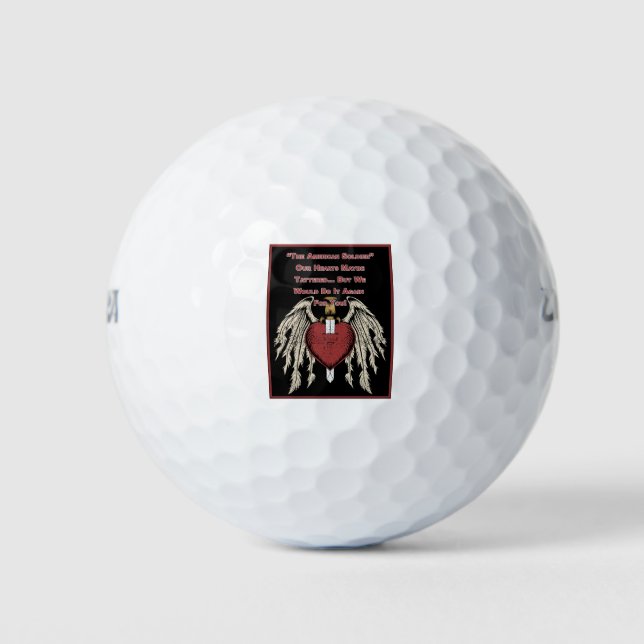 Balles De Golf Soldat Américain Poignant Coeurs Tattrés (Devant)