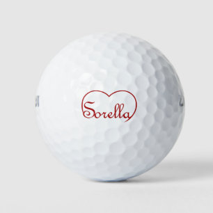 Balles De Golf Sorella Italienne Soeur coeur Rouge