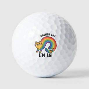 Balles De Golf Sounds Gay, I’m In - Rainbow Cat LGBTQ Pride