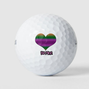 Balles De Golf Soyez à moi Valentine Purple Stripe Coeur