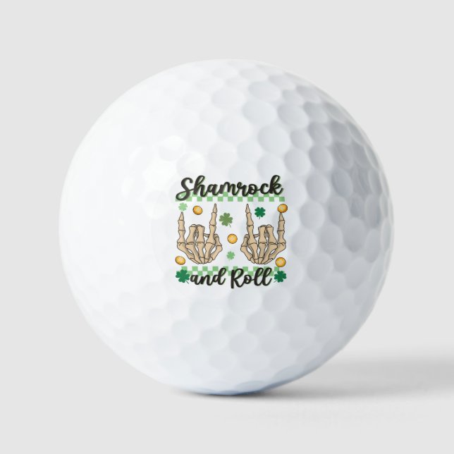 Balles De Golf Squelette à main shamrock et rouleau (Recto)