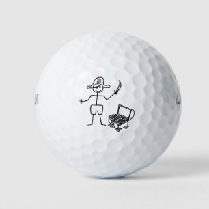 Balles De Golf Stickman Pirate Avec Poitrine Au Trésor
