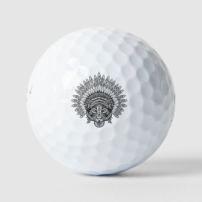 Balles De Golf Style Tigre Tigré Dessiné À La Main (Devant)
