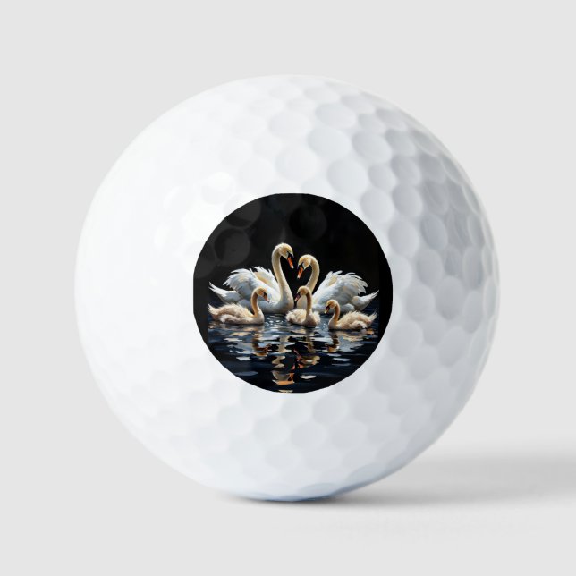 Balles De Golf Swan Family on Black Lake Artwork (Recto)