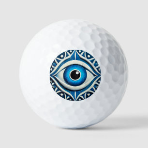 Balles De Golf Symbole abstrait de l'œil maléfique bleu
