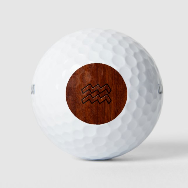 Balles De Golf Symbole Aquarius Zodiac Mahogany Style bois (Devant)