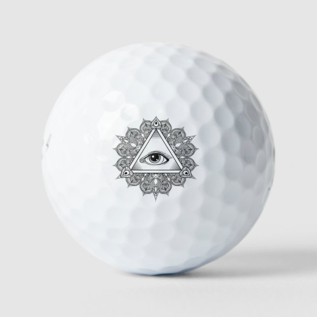 Balles De Golf Symbole pyramide des yeux Doodle (Devant)