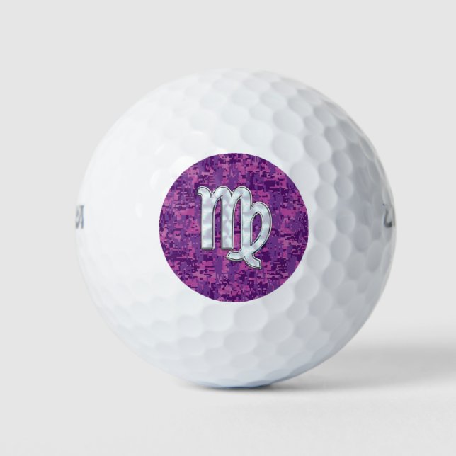 Balles De Golf Symbole Virgo Style Camouflage numérique Fuchsia r (Devant)