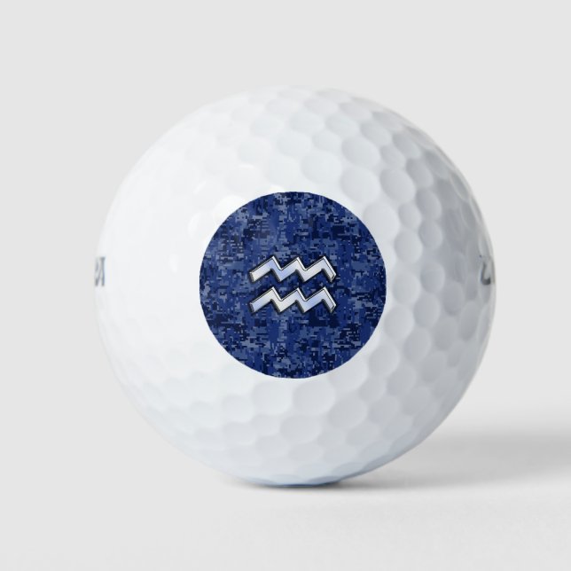 Balles De Golf Symbole Zodiaque Silver Aquarius Marine Camion num (Devant)