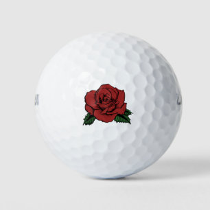 Balles De Golf tatouage de rose rouge