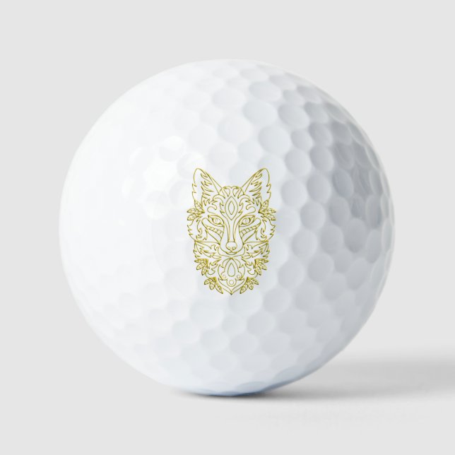 Balles De Golf Tête de loup en or (Recto)