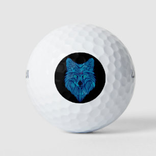 Balles De Golf Tête de loup poly bleu