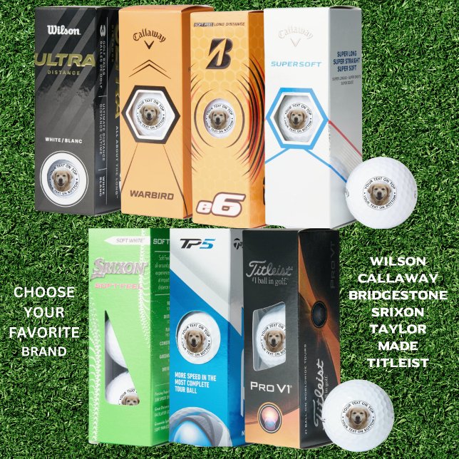 Balles De Golf Texte personnalisé de photo de chien (Choose Your Favorite Brand of Golf Balls)
