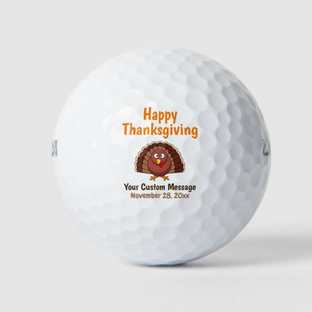 Balles De Golf Thanksgiving Famille Turquie Automne Célébration d (Devant)