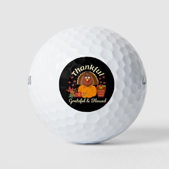 Balles De Golf Thanksgiving Grateful & Blessed (Devant)