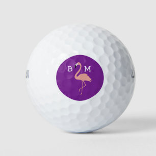 Balles De Golf Thème Flamant rose rose Monogramme Dames