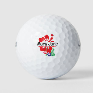 Balles De Golf Thème Hawaii avec fleur d'Hibiscus