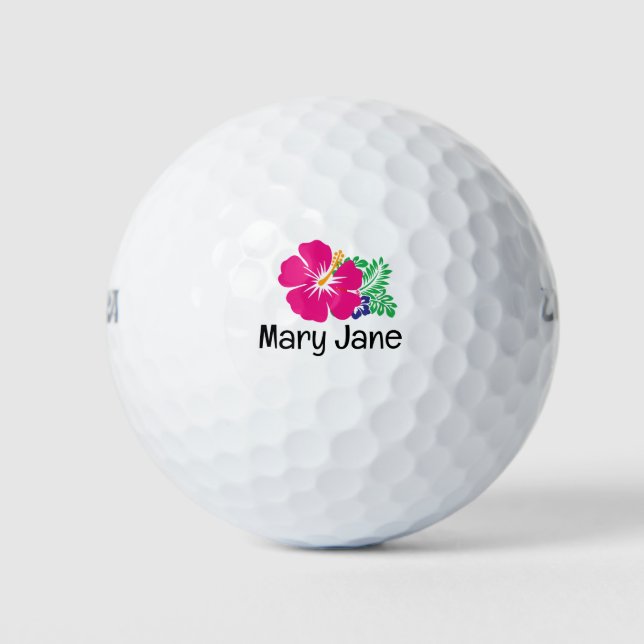 Balles De Golf Thème Hawaii avec fleur d'Hibiscus pour golfeur (Devant)