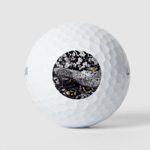 Balles De Golf Theo Van Hoytema Retro Peacock Clip Art Noir et
