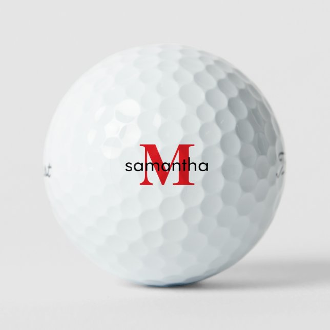 Balles De Golf Titulaire de monogramme rouge personnalisé Pro VI (Recto)