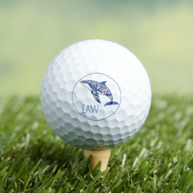 Balles De Golf Toile Bleue Floral Plage Dolpho Monogramme (T-shirt Insitu)