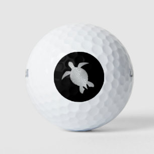 Balles De Golf Tortue de mer argentée Plage côtière noire