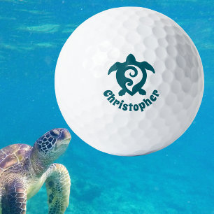 Balles De Golf Tortue de Mer Monogramme Tribal Maori Nom