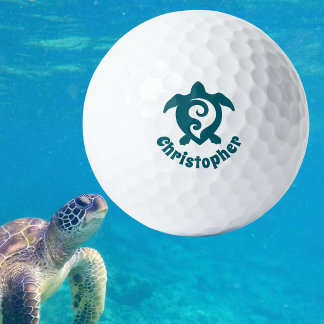Balles De Golf Tortue de Mer Monogramme Tribal Maori Nom
