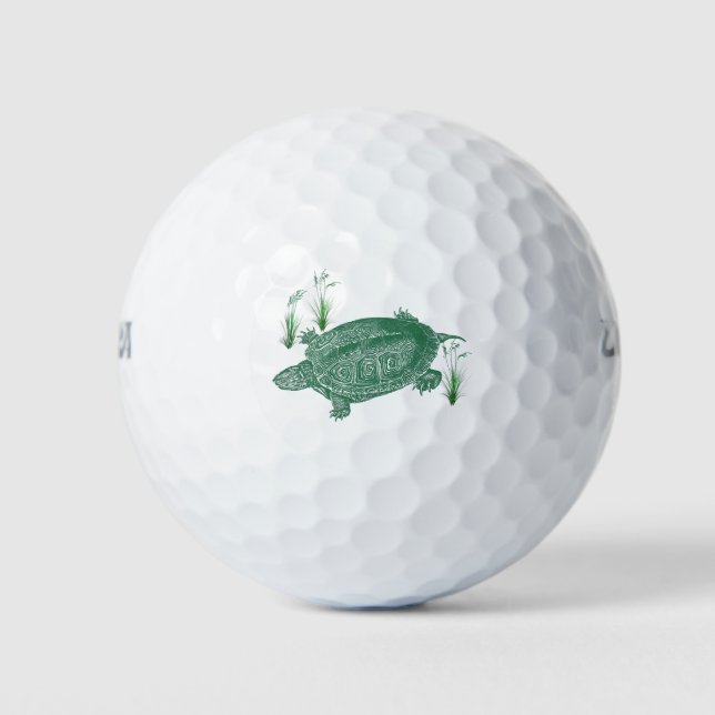 Balles De Golf Tortue de mer verte (Devant)