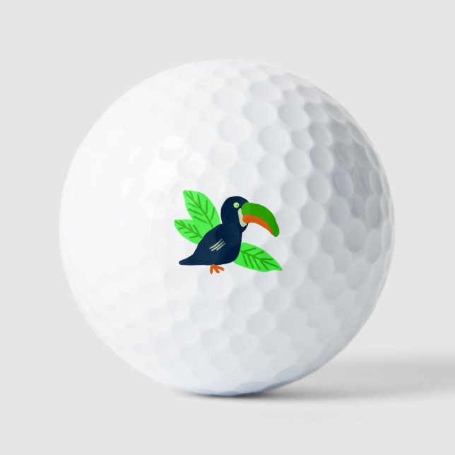 Balles De Golf Toucan Tropical Et Feuille (Recto)