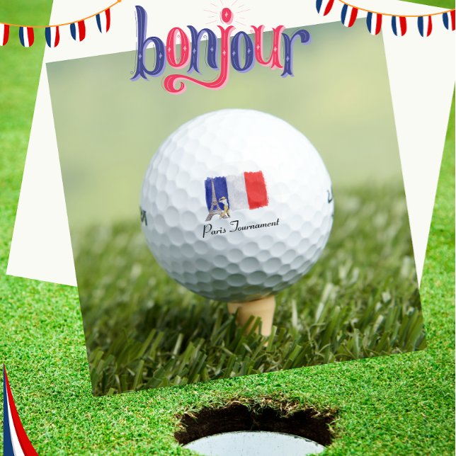 Balles De Golf Tour Eiffel de golf avec drapeau de golf français  (Créateur téléchargé)