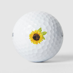 Balles De Golf Tournesol Peint À La Main