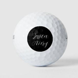 Balles De Golf Tout nom   Élégant script blanc modifiable sur noi
