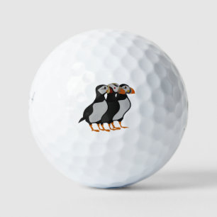 Balles De Golf Trois adorables Puffin debout ensemble Carton
