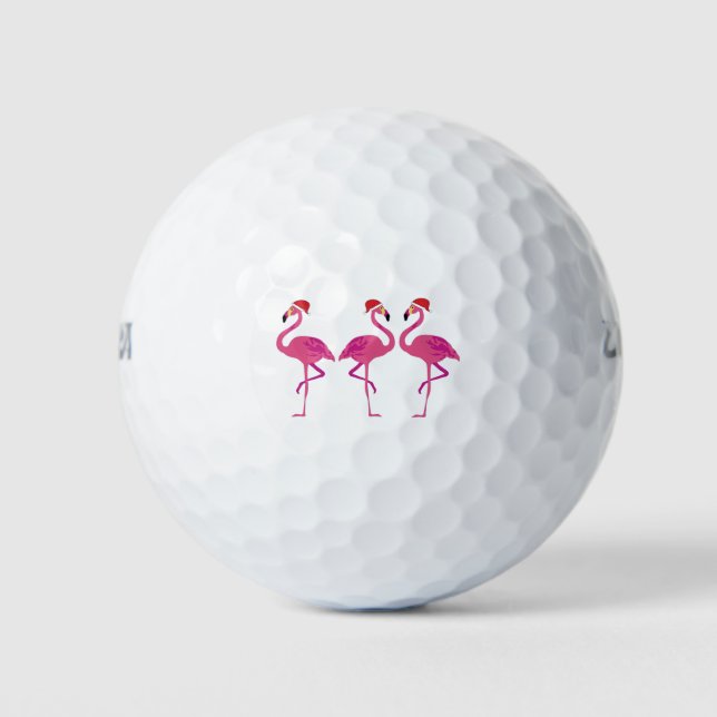 Balles De Golf Trois Flamants roses de Noël (Devant)