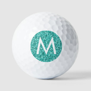 Balles De Golf Turquoise Bleu Vert Personnalisé Initiale 