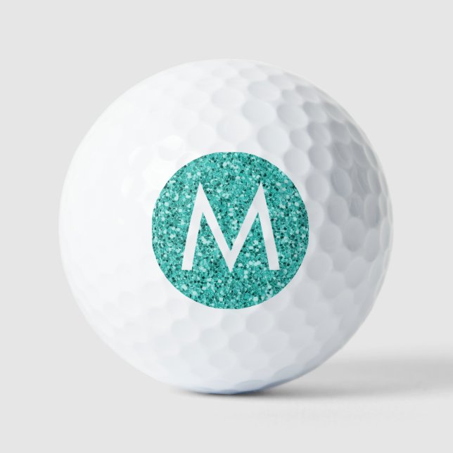 Balles De Golf Turquoise Bleu Vert Personnalisé Initiale  (Recto)
