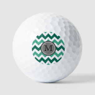 Balles De Golf Turquoise et Mint Chevron Zigzag Monogram