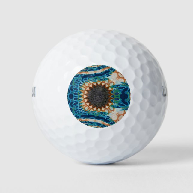 Balles De Golf Turquoise Gold Sun Southwestern Art (Devant)