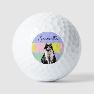 Balles De Golf Tuxedo Chat Cute Chats Noir Blanc Pastel Arc-en-ci
