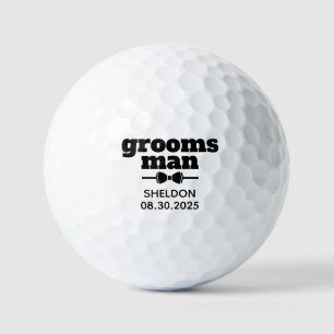Balles De Golf Typographie noir Groomsman Bow Cravate