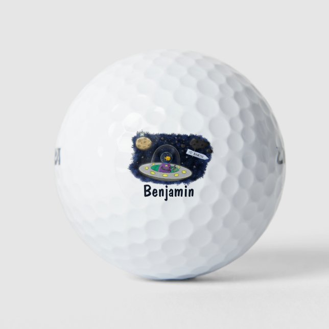 Balles De Golf Un joli poisson heureux dans l'espace dessin animé (Devant)