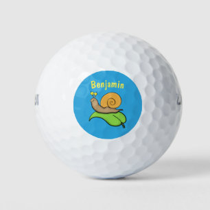 Balles De Golf Un mignon escargot heureux sur une illustration d'